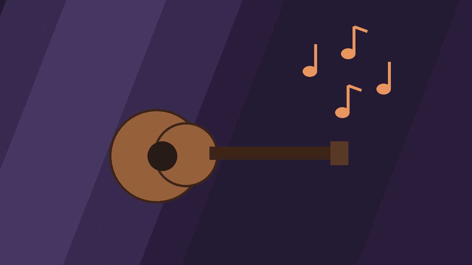 Editorial illustration of a guitar silhouette with floating notes.