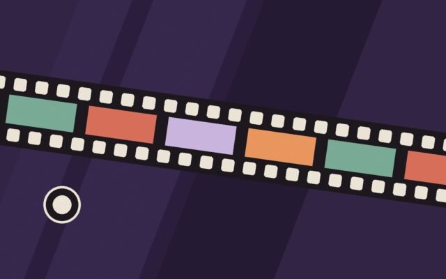 Editorial illustration of a film strip unspooling across the frame.