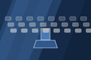 Editorial illustration of a podium and rows of abstract seats.