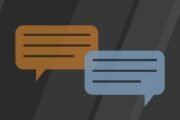 Editorial illustration of overlapping speech bubbles in two colours.