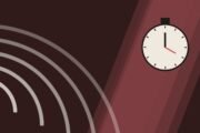 Editorial illustration of curved running lanes with a stopwatch.