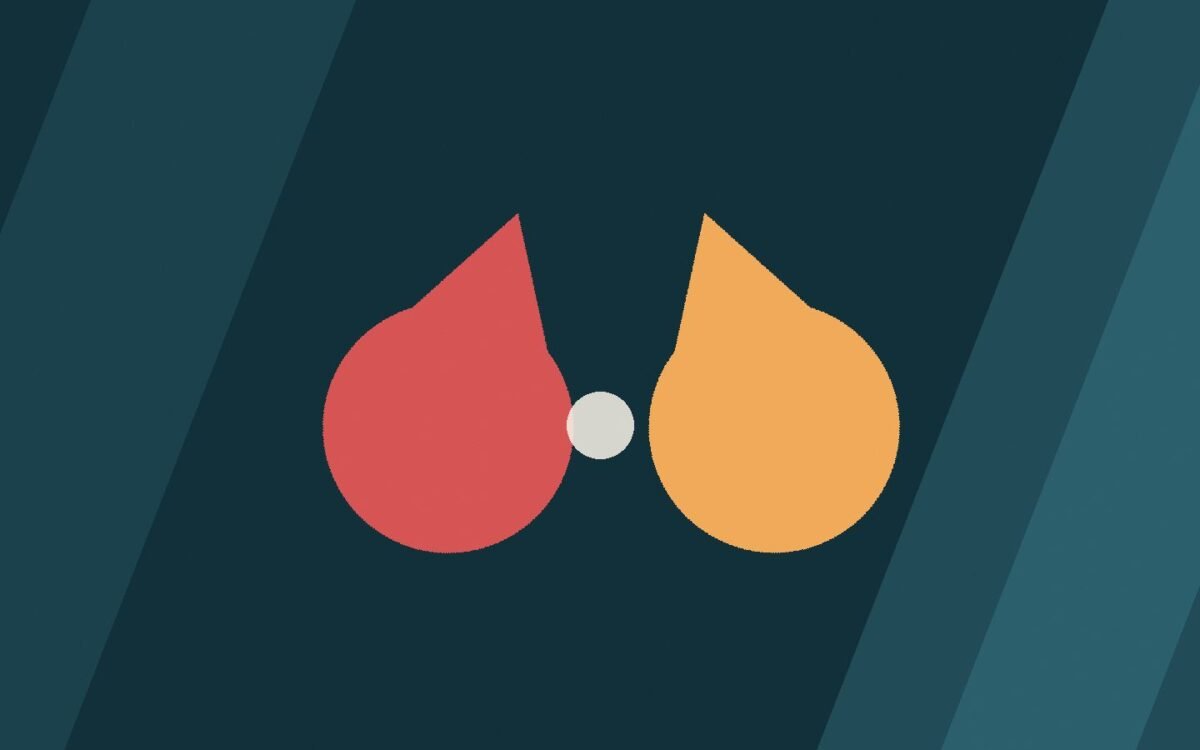 Editorial illustration of a heart shape formed by two joined drops.