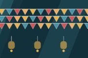 Editorial illustration of colourful bunting and lanterns.